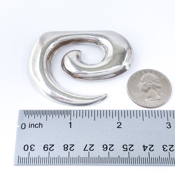 Vintage Sterling Silver 925 Modernist Spiral Brooch Pin - Picture 8 of 8
